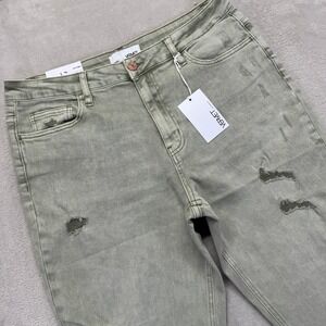 VERVET Jeans Womens 32 Victoria High-Rise Stretch Straight Distressed Gray Denim